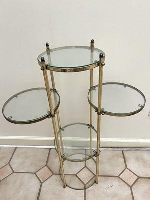 Brass & Glass Multi-Shelf Plant Stand