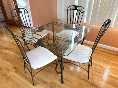 Verdigris Wrought Bronze & Glass Patio Dining Set