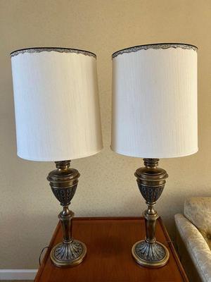 Impressive Pair Of Midcentury Stiffel Brass Lamps - Large & Heavy