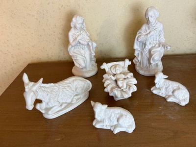 Bisque Ceramic Nativity Set