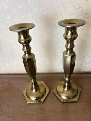 Heavy 9.5" Solid Brass Candlesticks