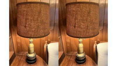 Pair Of Midcentury Brass Lamps