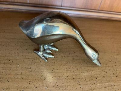 Heavy Solid Brass Goose Figurine