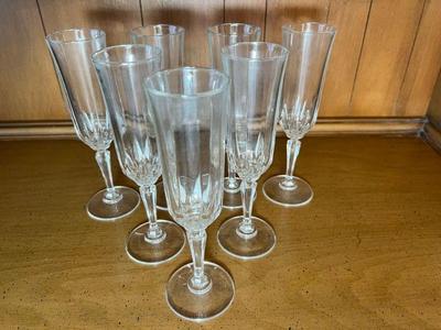 Set Of Seven Crystal Flutes
