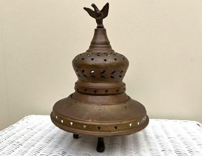Eagle Motif Brass Brazier Style Candle Lantern