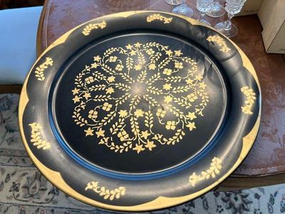 Black & Gold Toleware Tray 19"
