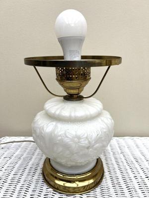 Floral White Glass Lamp