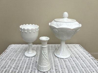 Indiana Glass & Anchor Hocking Milk Glass Trio