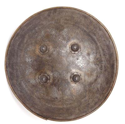 Lot 160 indo persian etched steel shield dhal