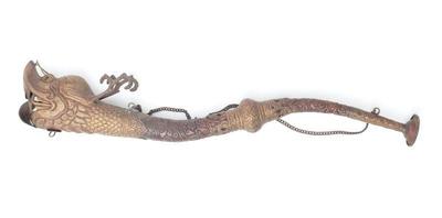 Lot 457 metal tibetan dragon ritual horn