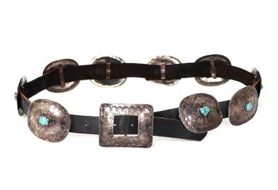 Lot 4 rare 1950s navajo turquoise sterling silver concho belt