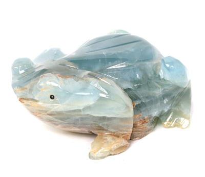Lot 380 adorable squat raw aquamarine carved frog
