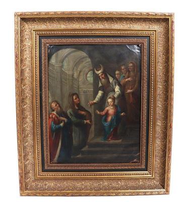 Lot 351 spanish colonial christ child in temple painting oil on copper