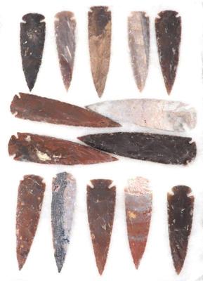 Lot 83 fourteen native american arrowheads