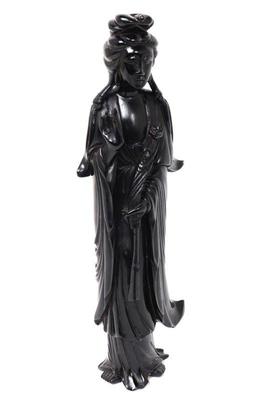 Lot 484 chinese black lacquered wood guanyin figure