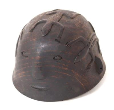 Lot 162 rare ifugao wood carved helmet philippines