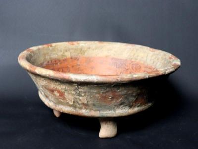 Lot 307 painted mayan tripod rattle bowl