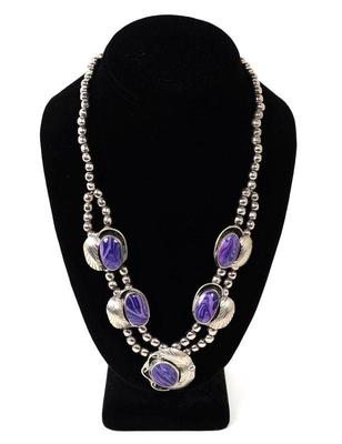 Lot 166 gorgeous native american purple agate squash blossom necklace