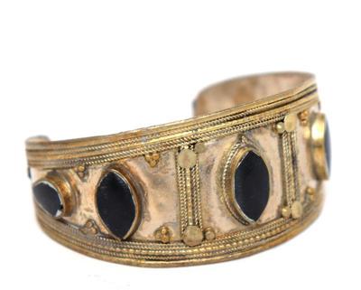 Lot 211 post medieval qajar dynasty cuff bracelet with onyx agate gems