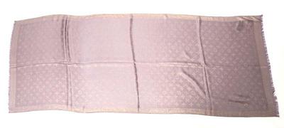 Lot 245 gorgeous classic louis vuitton purple gold silk scarf