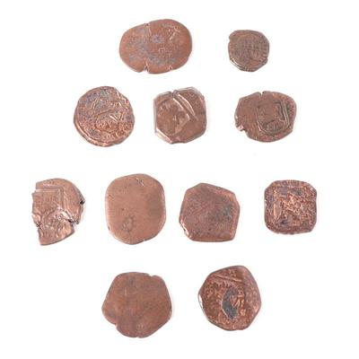 Lot 358 11 copper shipwreck coin collection 1600s