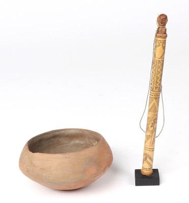 Lot 291 pre columbian bowl and png bamboo finial