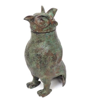 Lot 490 bronze archaistic owl vessel