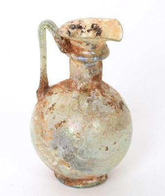 Lot 253 roman green glass trefoil oinochoe 2nd 3rd ad