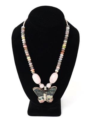 Lot 178 stunning rhodonite multi gem butterfly necklace