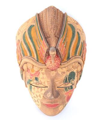 Lot 592 vintage indonesian batik painted wood mask