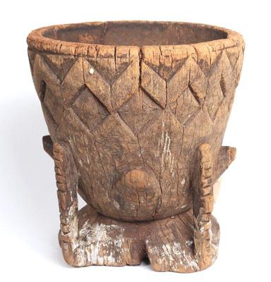 Lot 587 african heavy wooden mortar