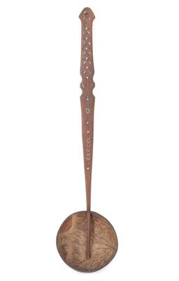 Lot 560 long filipino coconut ladle w inlaid copper silver