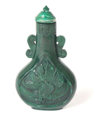 Lot 361 chinese malachite snuff bottle wspoon