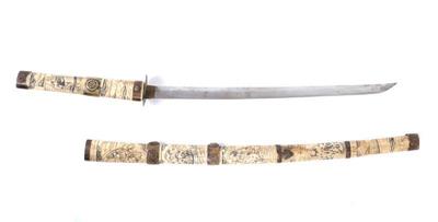 Lot 75 japanese bone samurai sword w scabbard