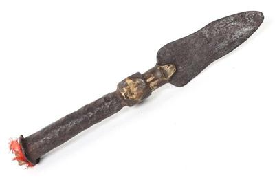 Lot 67 early chinese brass iron spear head, qing dynasty 18th c.