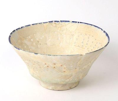 Lot 451 ancient kashan pierced white glazed conical bowl 12th century