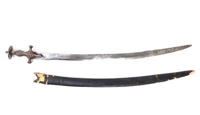 Lot 53 19th c indian tulwar sword w scabbard