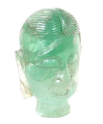 Lot 391 gorgeous light green fluorite buddha head 1,207 grams