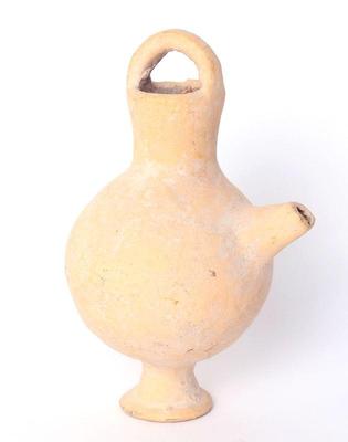 Lot 314 holyland ochre painted handled pouring vessel