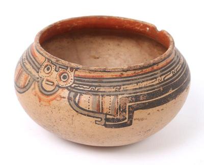 Lot 331 costa rican polychrome pottery face bowl