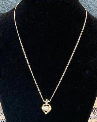 14K Yellow Gold * Pearl Pendant Necklace * 2.75g
