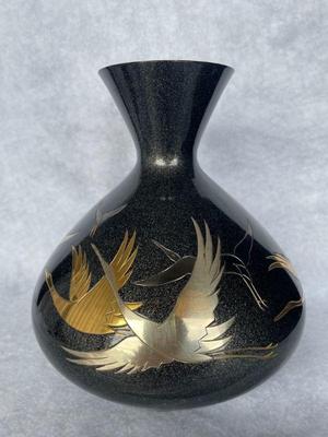 Takaoka Toyo Mid Century Vase Cranes Motif
