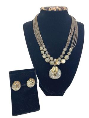 Designer ‘Day’ Semi Precious Polished Stone Necklace * Earrings Set
