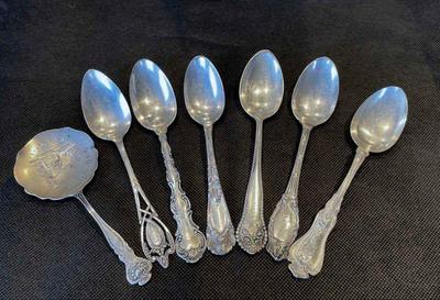 Antique Sterling Silver Monogrammed Teaspoons * Tacoma WA Souvenir Spoon
