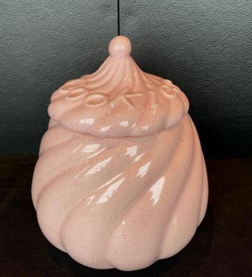 Vintage Pale Pink Speckled Cookie Jar
