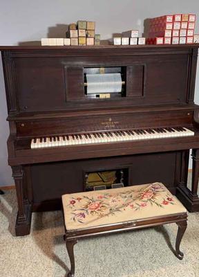 Fantastic Antique Decker & Son Player Piano In Working Condition with Rolls
