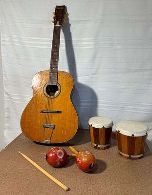 Musical Lot * Decca Guitar * Bongos * Maracas
