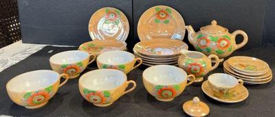 Miniature Tea Set * Mid Century * Two Tea Pots * Tea Cups * Creamer * Plates
