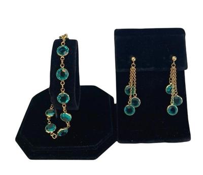 Swarovski Aqua Crystal Pieced Earrings * Bracelet Set
