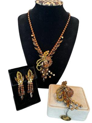 Juliana Original New in Box Vintage Jewelry * Gold Tone Necklace * Earrings * Brooch

